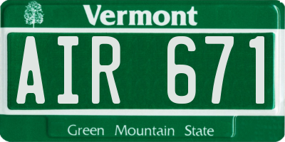 VT license plate AIR671