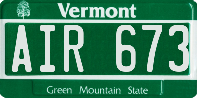 VT license plate AIR673