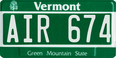 VT license plate AIR674