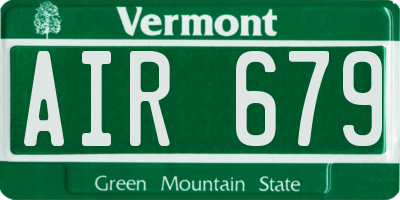 VT license plate AIR679