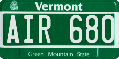 VT license plate AIR680