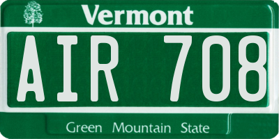 VT license plate AIR708