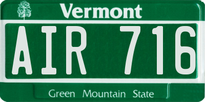 VT license plate AIR716