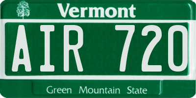 VT license plate AIR720