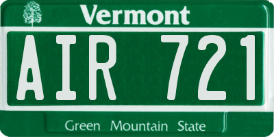 VT license plate AIR721