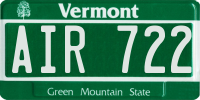 VT license plate AIR722