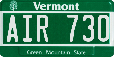 VT license plate AIR730