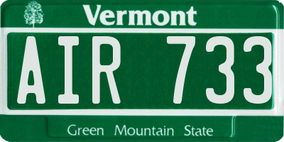 VT license plate AIR733