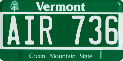VT license plate AIR736