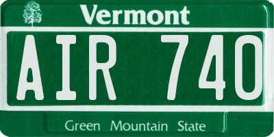 VT license plate AIR740