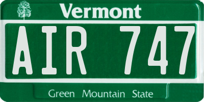 VT license plate AIR747