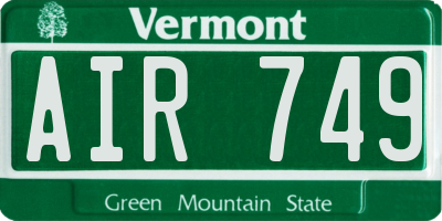 VT license plate AIR749