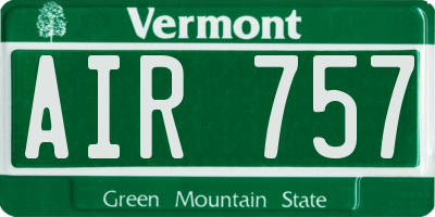 VT license plate AIR757