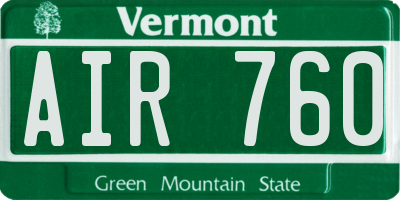 VT license plate AIR760