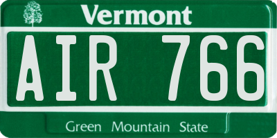 VT license plate AIR766