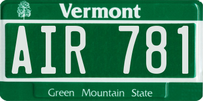 VT license plate AIR781