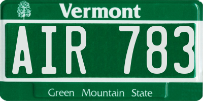 VT license plate AIR783
