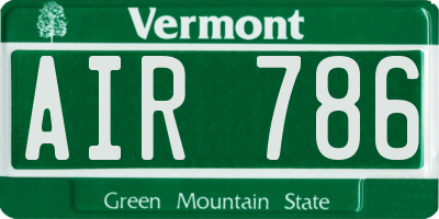 VT license plate AIR786