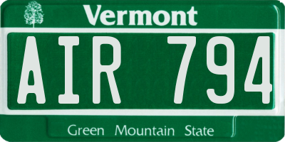VT license plate AIR794