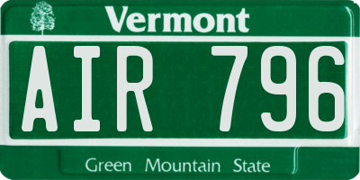 VT license plate AIR796