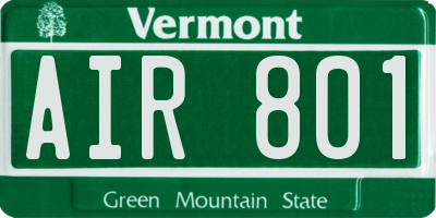 VT license plate AIR801