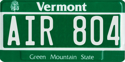 VT license plate AIR804