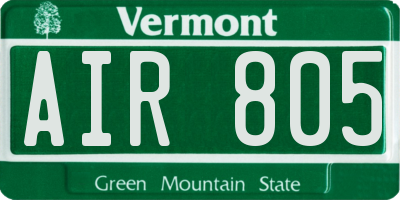 VT license plate AIR805