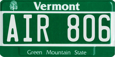 VT license plate AIR806