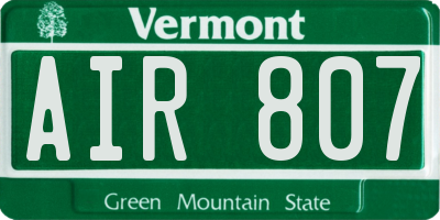 VT license plate AIR807