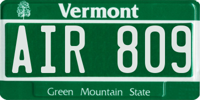 VT license plate AIR809
