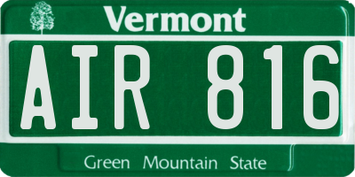 VT license plate AIR816