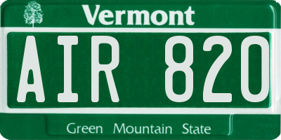 VT license plate AIR820