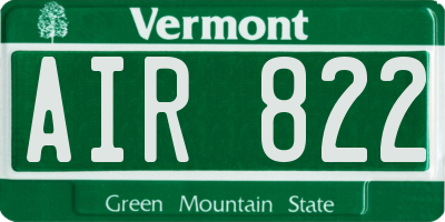 VT license plate AIR822