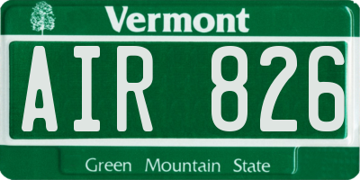 VT license plate AIR826