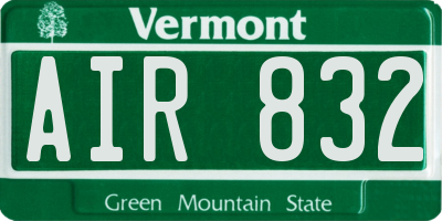 VT license plate AIR832