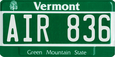 VT license plate AIR836