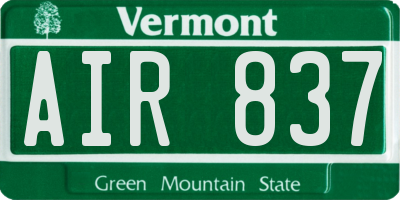 VT license plate AIR837