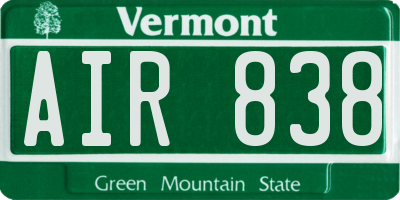 VT license plate AIR838