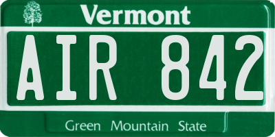 VT license plate AIR842