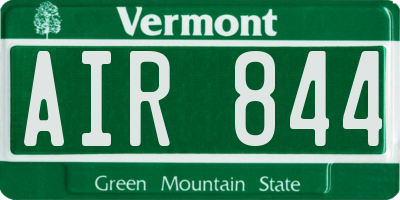 VT license plate AIR844