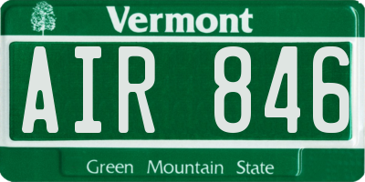 VT license plate AIR846