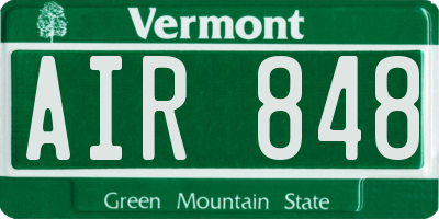 VT license plate AIR848