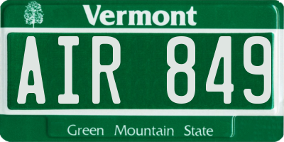 VT license plate AIR849