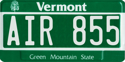 VT license plate AIR855