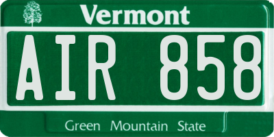 VT license plate AIR858