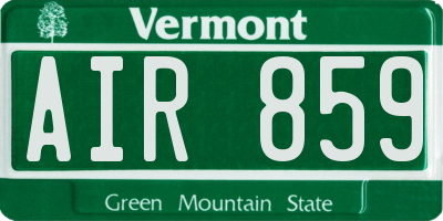 VT license plate AIR859