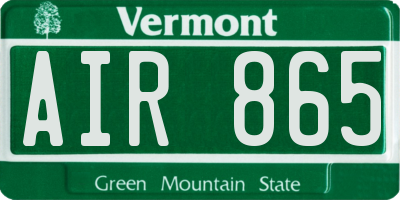 VT license plate AIR865