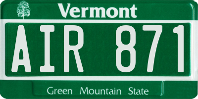 VT license plate AIR871