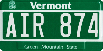VT license plate AIR874