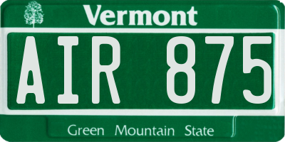 VT license plate AIR875